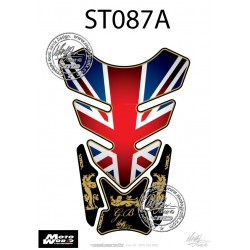 Motografix CAD ST087A Great Britain - Union Jack Style Gold Motorcycle Tank Pad Protector 3D Gel