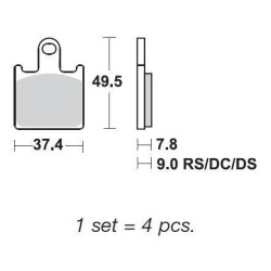 SBS 838DC Front Dual Carbon Brake Pad for Kawasaki ZX-6R 07-